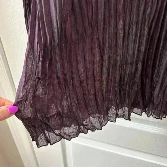 Vintage Maxi  Skirt Blouse 2PC Set Plisse Pleated Purple Metallic 22/24W NEW - Picture 10 of 16